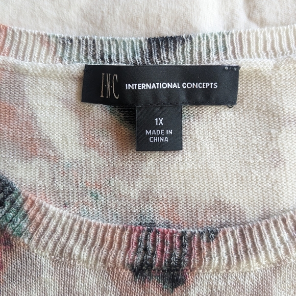 I.N.C Lightweight Sweater in Pink and Green 1X - Picture 2 of 9